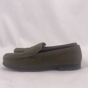 Clarks Olive Leather Loafers